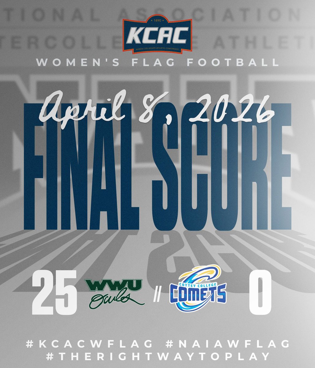 kcacsports's tweet photo. Here are the final scores from today's #KCACwflag conference matchups! #KCACscores #NAIAWFlag #TheRightWayToPlay

@NAIA @NAIAFBALL https://t.co/bgvMYrowWH