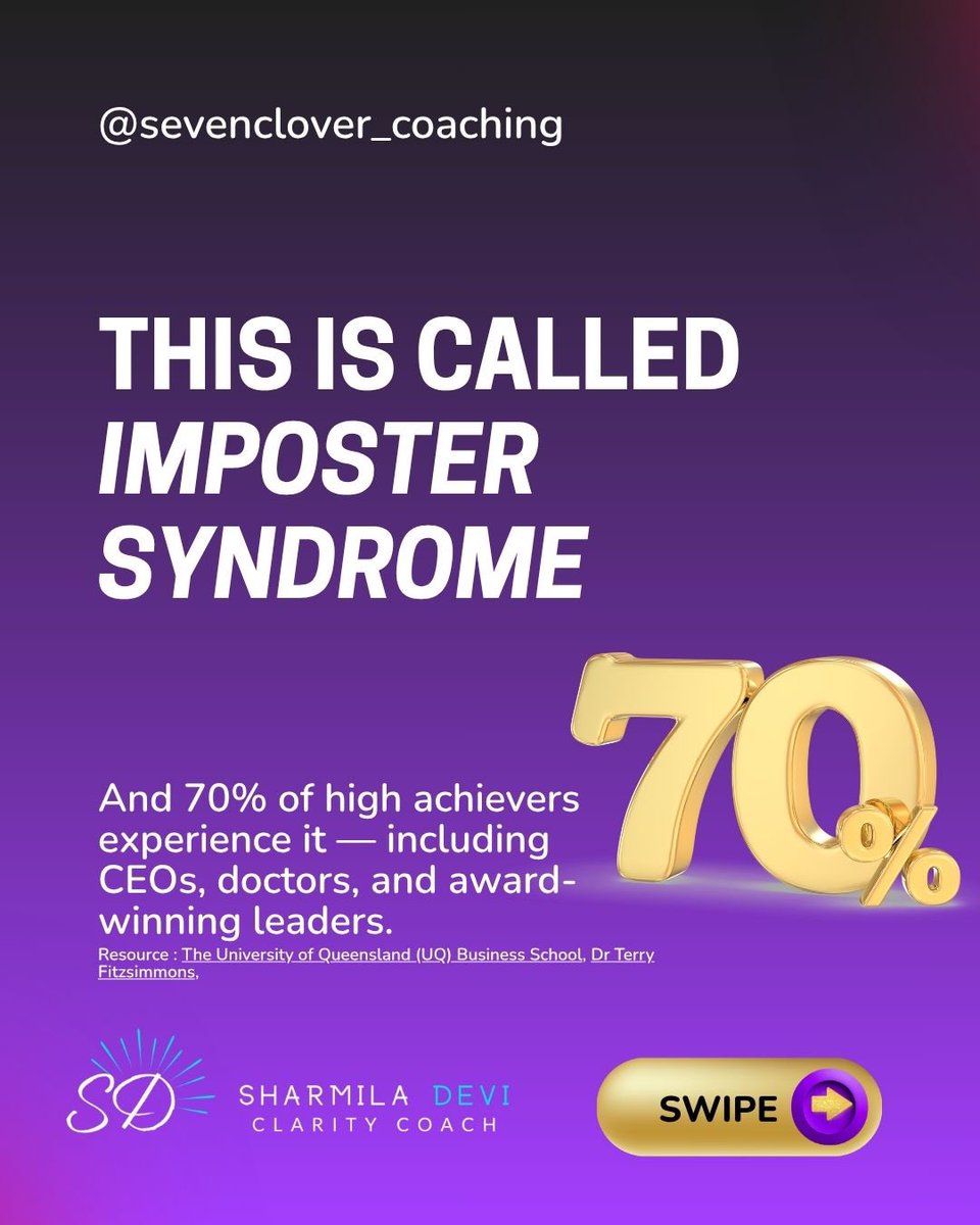 sharmila_devi's tweet photo. Even the executives , C suite Leaders experience this syndrome when they are getting promoted . It is not just a syndrome. It is a pattern of your mental block. 

Comment YES if it resonates with you ? 

@NLP_SevenClover 

#sharmiladevi #sevenclover #nlpcoach #leadershipcoach https://t.co/Dh3nLrsAgO