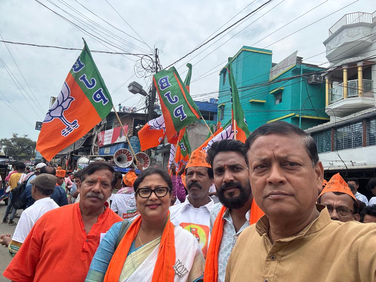 PrasenjitOFC's tweet photo. On 08.04.2026, BJP #State_Committee_Member &amp; Incharge of Diamond Harbour (DH) District , Shri #Prasenjit_Bhowmik was present during nomination rally of Sri Dipak Kumar Halder from  Kapathat to DH SDO office under DH District

@sunilbansalbjp @amitmalviya @SamikBJP @Prasenjitwb https://t.co/ZbwOZ1cfEc