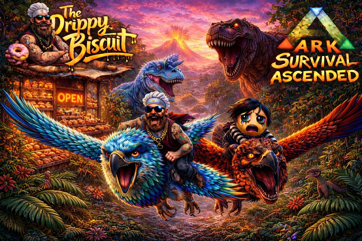 SillyRoosterX's tweet photo. We are live on this Whisk It All Wednesday! Come hang out with me the emo kid and some dinos! Grab your pastries, relax and enjoy the show #ark #arksurvival #twitch #twitchstreamer #streamer #smallstreamer #duo #dinosaurs https://t.co/EKxuBefdKH https://t.co/5n6kGZ6AOg