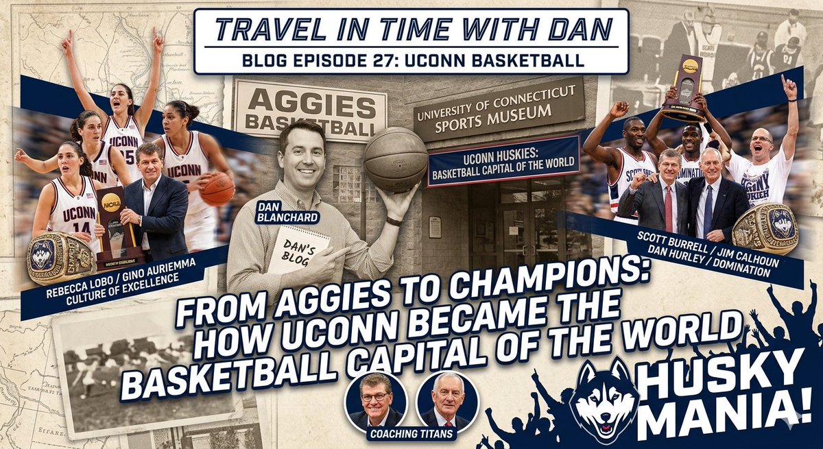 From "Aggies" to 18 combined National Championships! 🏆 🏀

In Episode 27 of Travel in Time with Dan, I explore why UConn is the "Basketball Capital of the World" and the leadership lessons behind the dynasty.

Blog: granddaddyssecrets.com/travel-in-time…
#UConn #Leadership #History #Travel 🐾