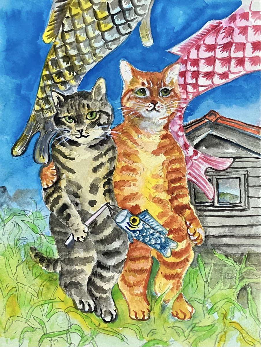 自作をリメイク　＃猫ちゃん　＃イラスト
