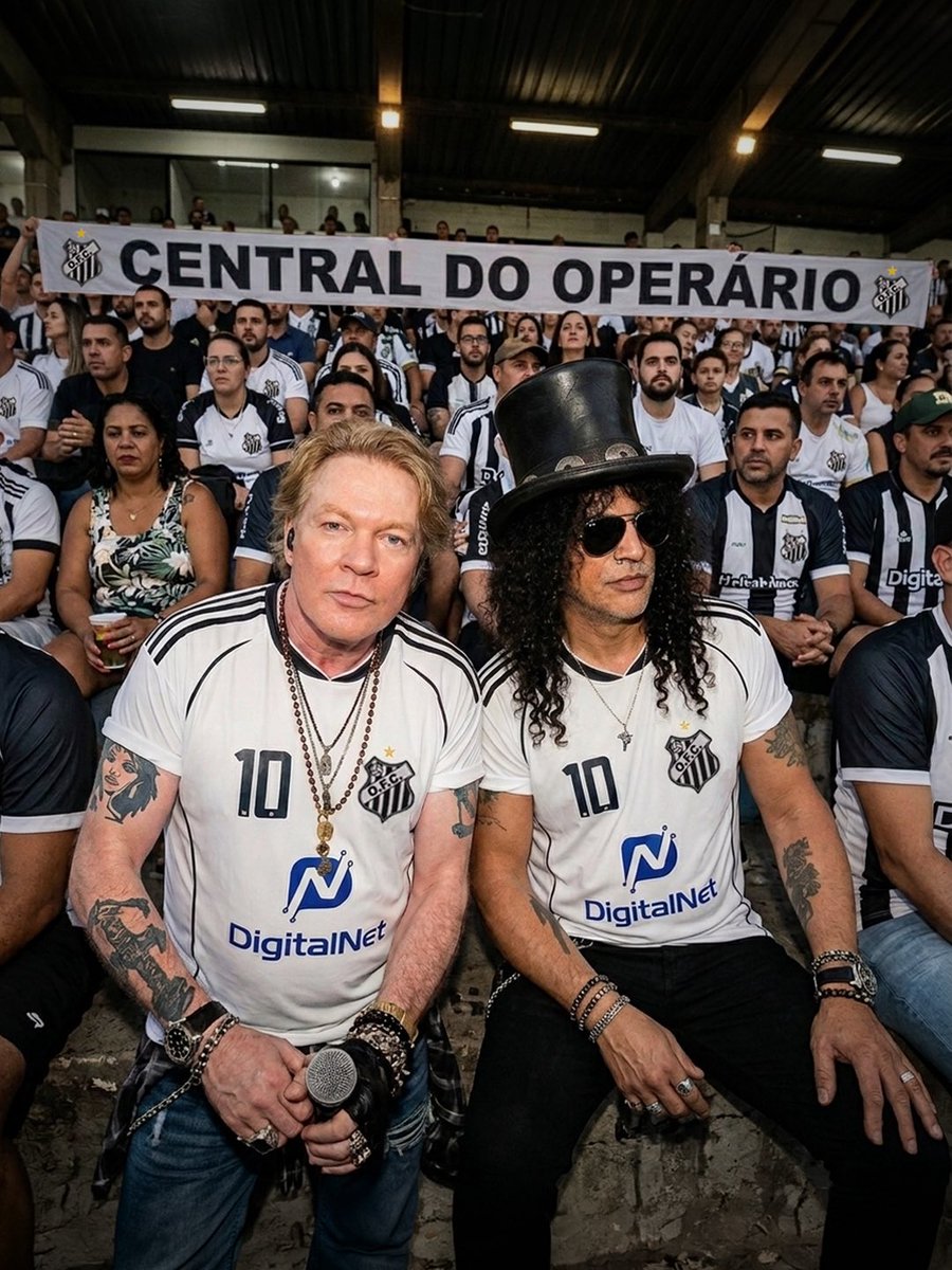 Axl Rose e Slash são vistos no Estádio das Moreninhas aguardando a partida entre Operário e Rio Branco, válida pela terceira rodada da Copa Verde
