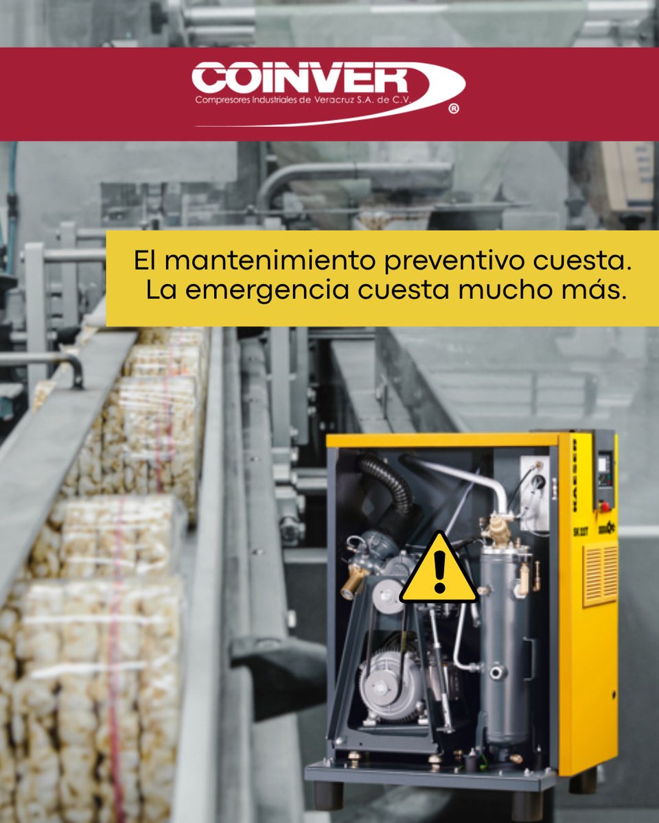 coinver_mx's tweet photo. La prevención siempre es más rentable que la corrección.

Un paro no programado:

⛔ Pérdida de producción
⛔ Horas extra
⛔ Reparaciones

Conoce más en:
🌐https://t.co/xGIxutJYtI

📱Contáctanos:
+52 2299017462

#coinverfamily #kaeserfamily #compresores #veracruz #tabasco https://t.co/98vNnM9FZs
