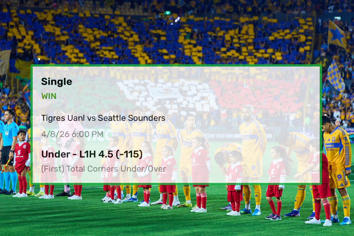 Under 4.5 corner kicks 1st half ✅

#ChampionsCup ⚽️