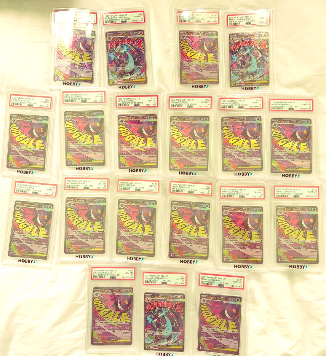 TheErrorlover's tweet photo. 一時的に鑑定を返送いたしました
PSA10 MA-incorrect texture Gengar: 14
PSA10 MA-incorrect texture Charizard:1
PSA10 2連號Gengar + Charizard: 2 

それぞれが真剣に収集されたものです！🔥

#M2a #エラー
#ポケモンカード #PSA10 #エラーカード #リザードン #ゲンガー #投資 #メルカリ #ヤフオク #Grail #Gengar #Charizard
@Pokemon @poke_times