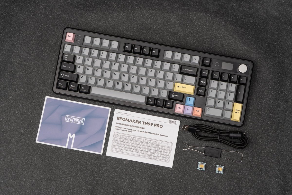 EpomakerK's tweet photo. The Smart TFT display on TH99
→ upgraded on TH99 Pro!
What would you put on your keyboard screen? 🤔
🔗 https://t.co/yS1dnq5wL9
#EPOMAKER #TH99Pro #SmartDisplay #MechanicalKeyboard #DeskSetup #KeyboardCommunity https://t.co/FVSZ8qDYqH