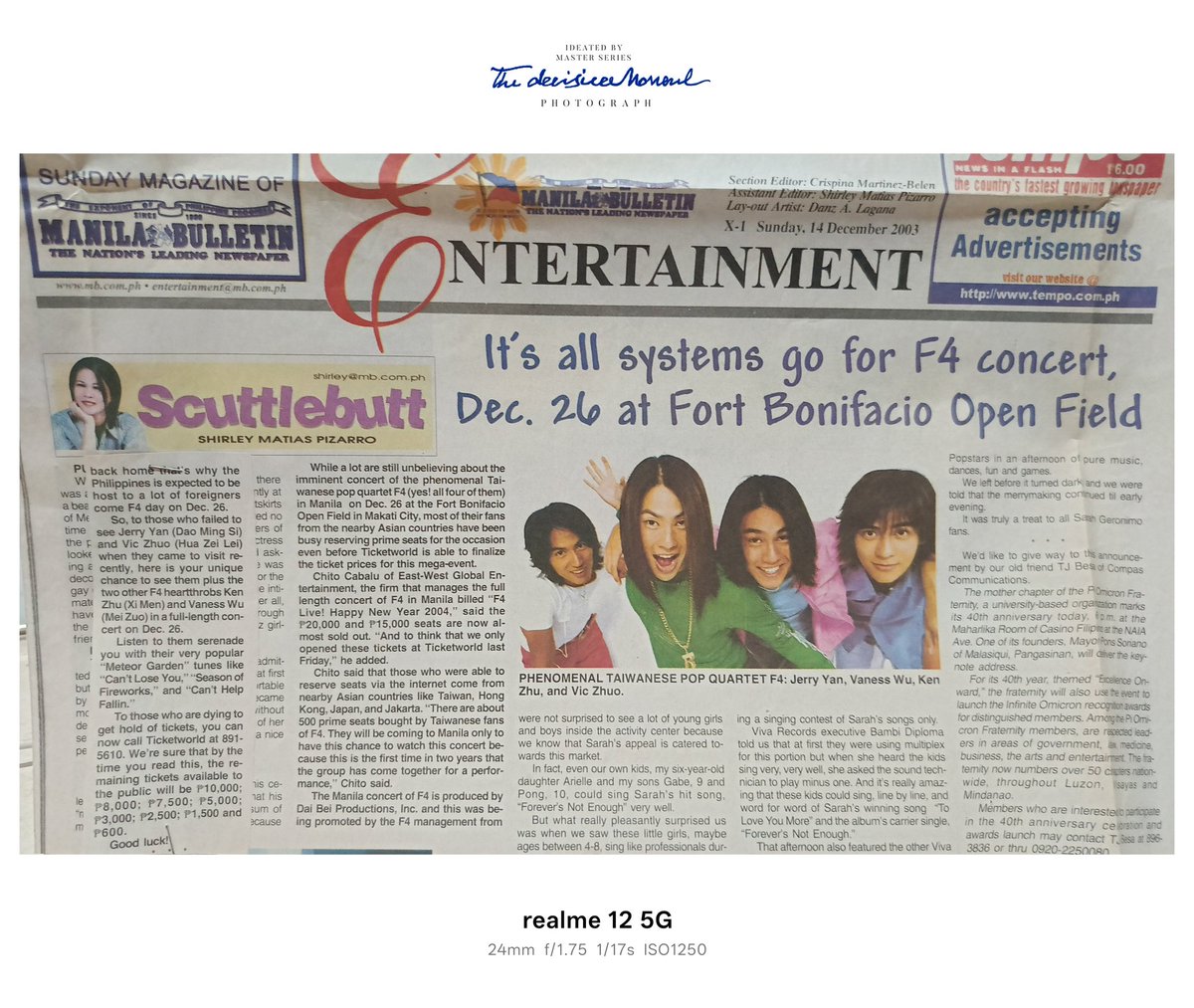 Throwback F4memorabilla..sa sobrang fanatics Pati newspaper.. collected na rin  -- <a href="/manilabulletin/">Manila Bulletin News</a> naalala pa po ninyo ito article ni Ms.Shirley Matias Pizarro (Sunday 14 December 2003)