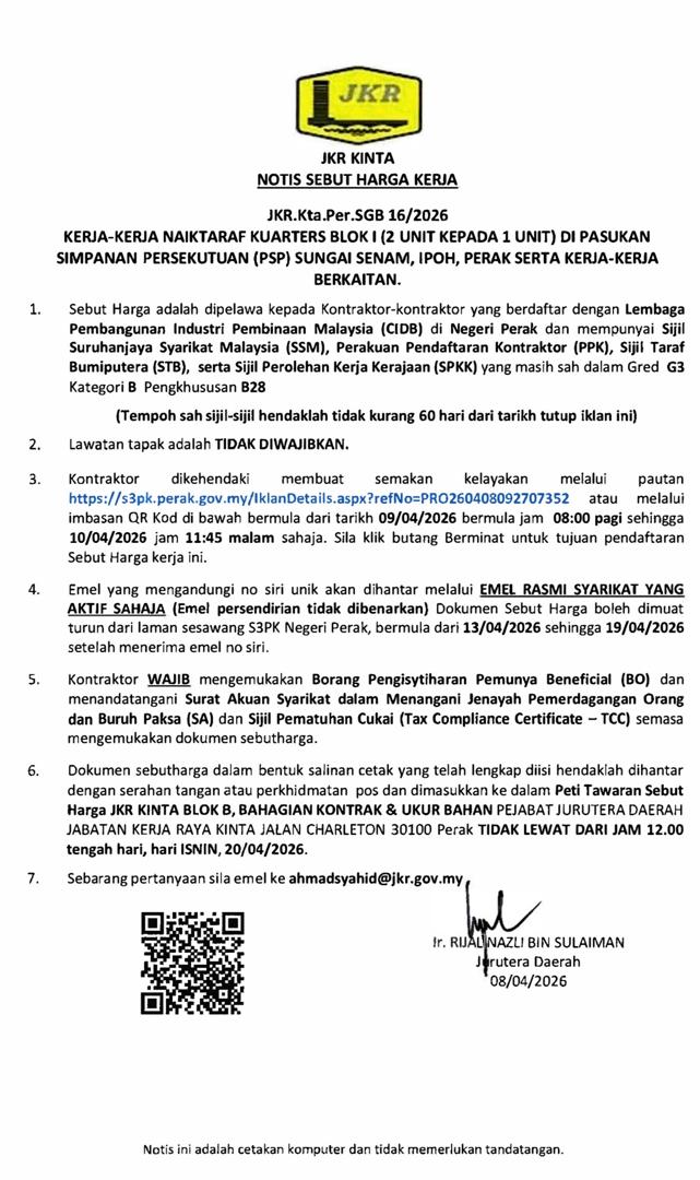 Jabatan Kerja Raya Daerah Kinta tweet media