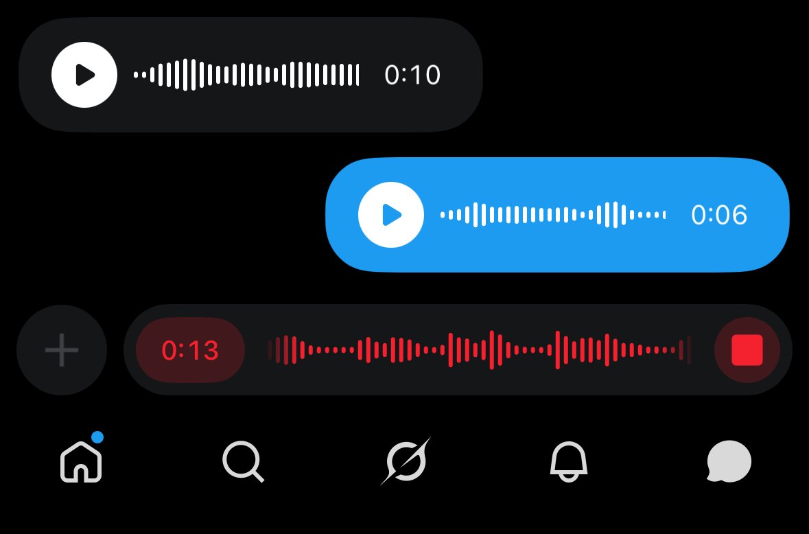 Try out voice notes in <a href="/chat/">XChat</a>! Latest 𝕏 on App Store. 

s/o <a href="/ZachWarunek/">Zach Warunek</a> <a href="/shawnthesun/">shawn sun</a>