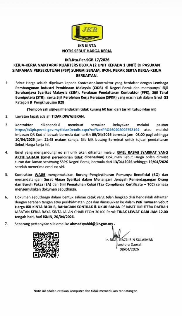 Jabatan Kerja Raya Daerah Kinta tweet media