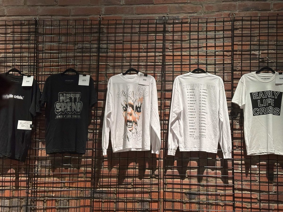 Nettspend Merch Tree Nettspend has added new early life crisis tour merch in Seattle