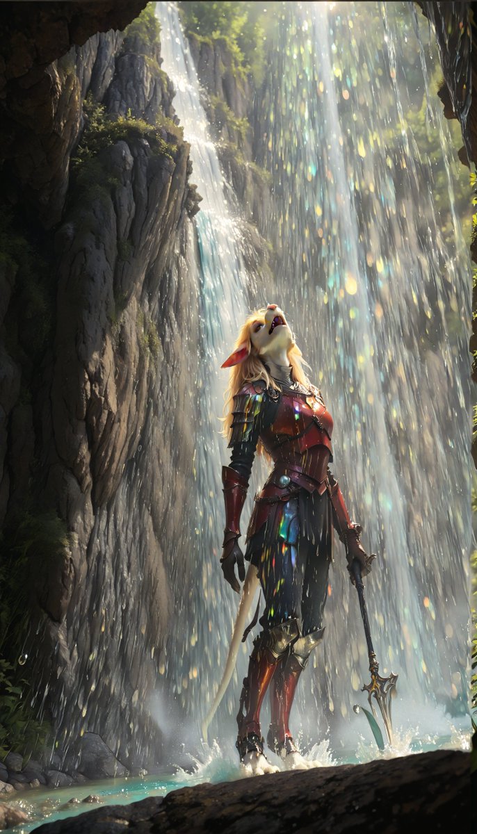 tirednuseless's tweet image. To become a full fledged dragon knight, squires must jump an entire waterfall in one bound to prove they possess the dragon in their heart. For @JasonVitale14 's #AllThingsSpring challenge.