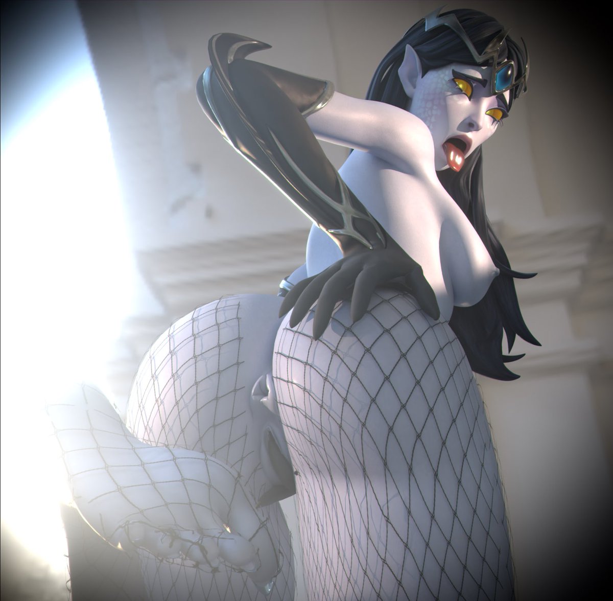 Do you guys think she likes her new fishnet?💦