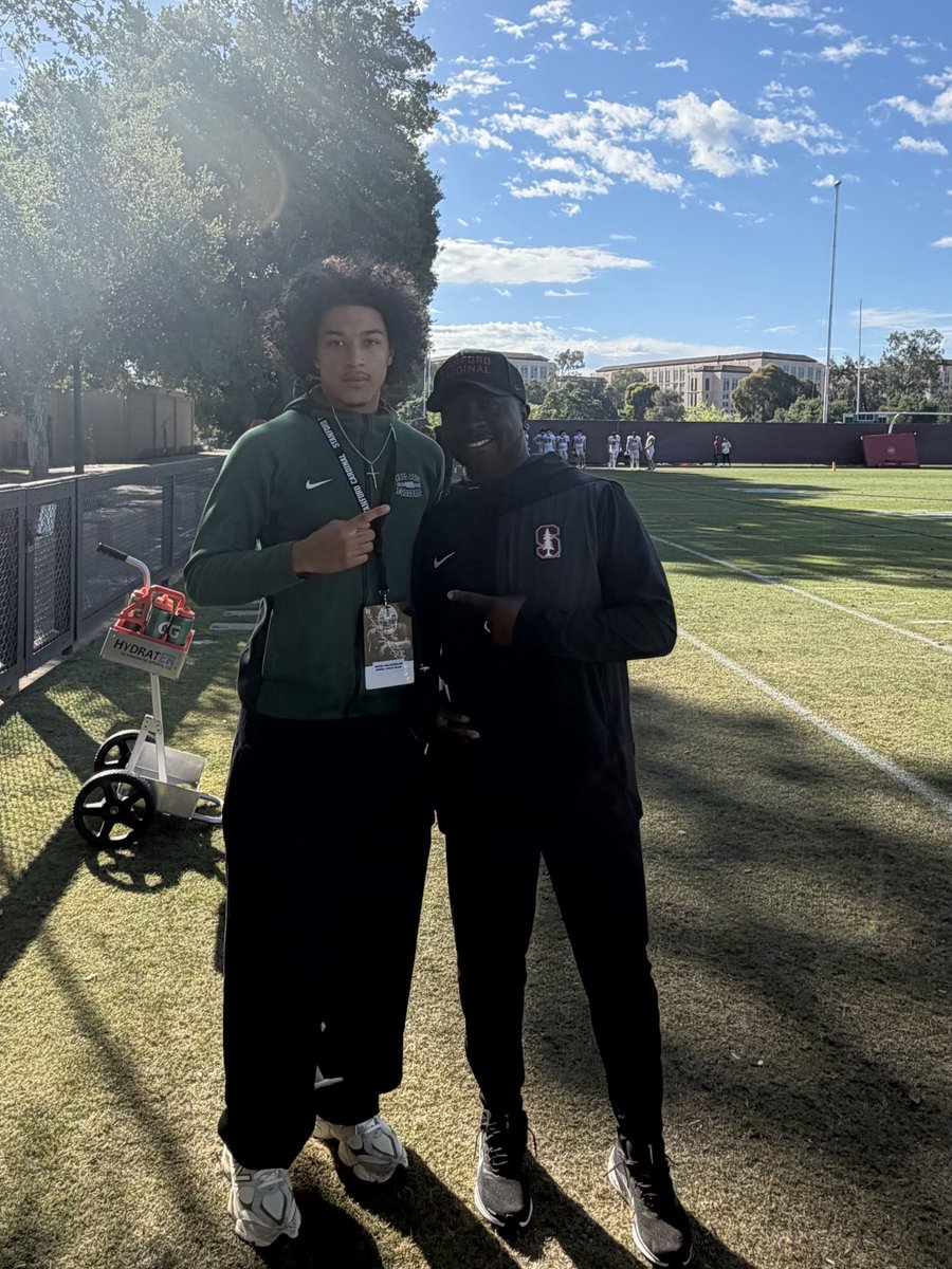 AdamMaldonado_'s tweet photo. Grateful for the opportunity to attend @StanfordFball practice this morning. 🔴 ⚪️

Great seeing Coach Luck again, can’t help but think back to freshman year at PALY and all I learned from him!🫡

Just getting started and looking forward to senior year! 🌲🌲 @stanfballupdate https://t.co/UBb7oVVHwo