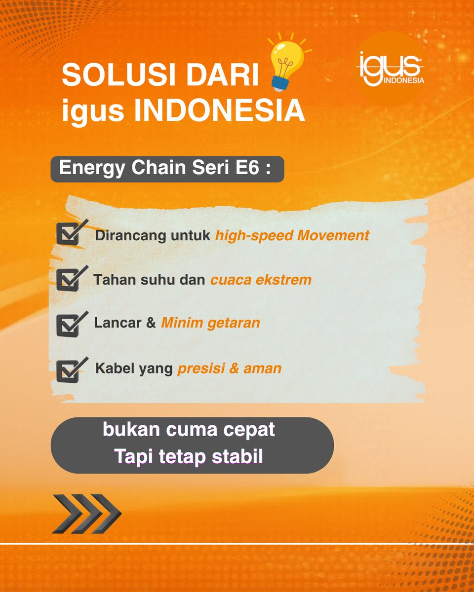 igus_indonesia's tweet image. Dari lintasan lari hingga panggung konser, presisi adalah segalanya. 
Mulai dari akselerasi tinggi sampai manuver melengkung, e-chain E6 tetap memberikan performa maksimal.

Untuk info lebih lanjut :
🌐  igus.co.id
#igus #EnergyChain #IndustrialInovation #Engineer