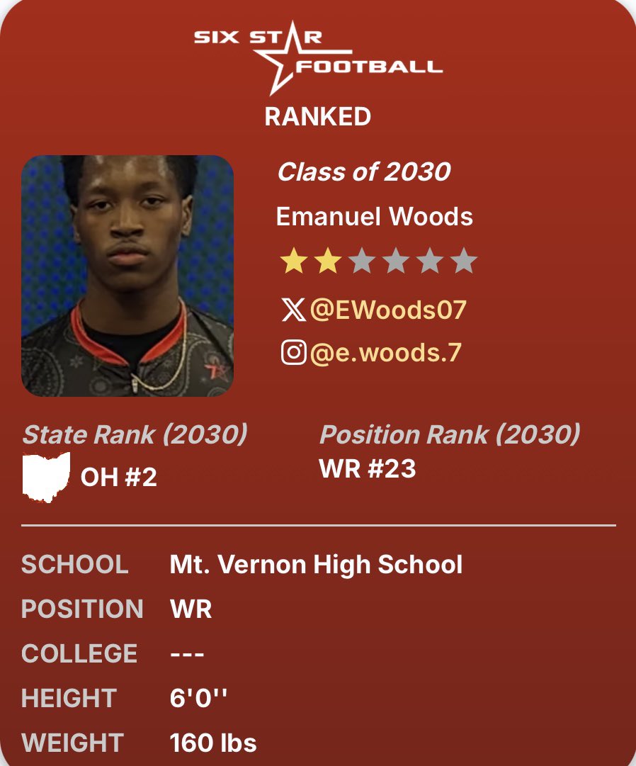 EWoods07's tweet photo. Really appreciate @sixstarfootball for the write up. Keep working to reach my goals. 
#FastFast @TheUCReport @mvjacketsfb @ChadSimmons_ @DemetricDWarren @AWilliamsUSA @stevequinnFBU @AllenTrieu https://t.co/IVa9eF86g1