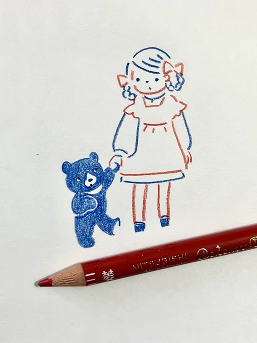 赤青鉛筆で描いています