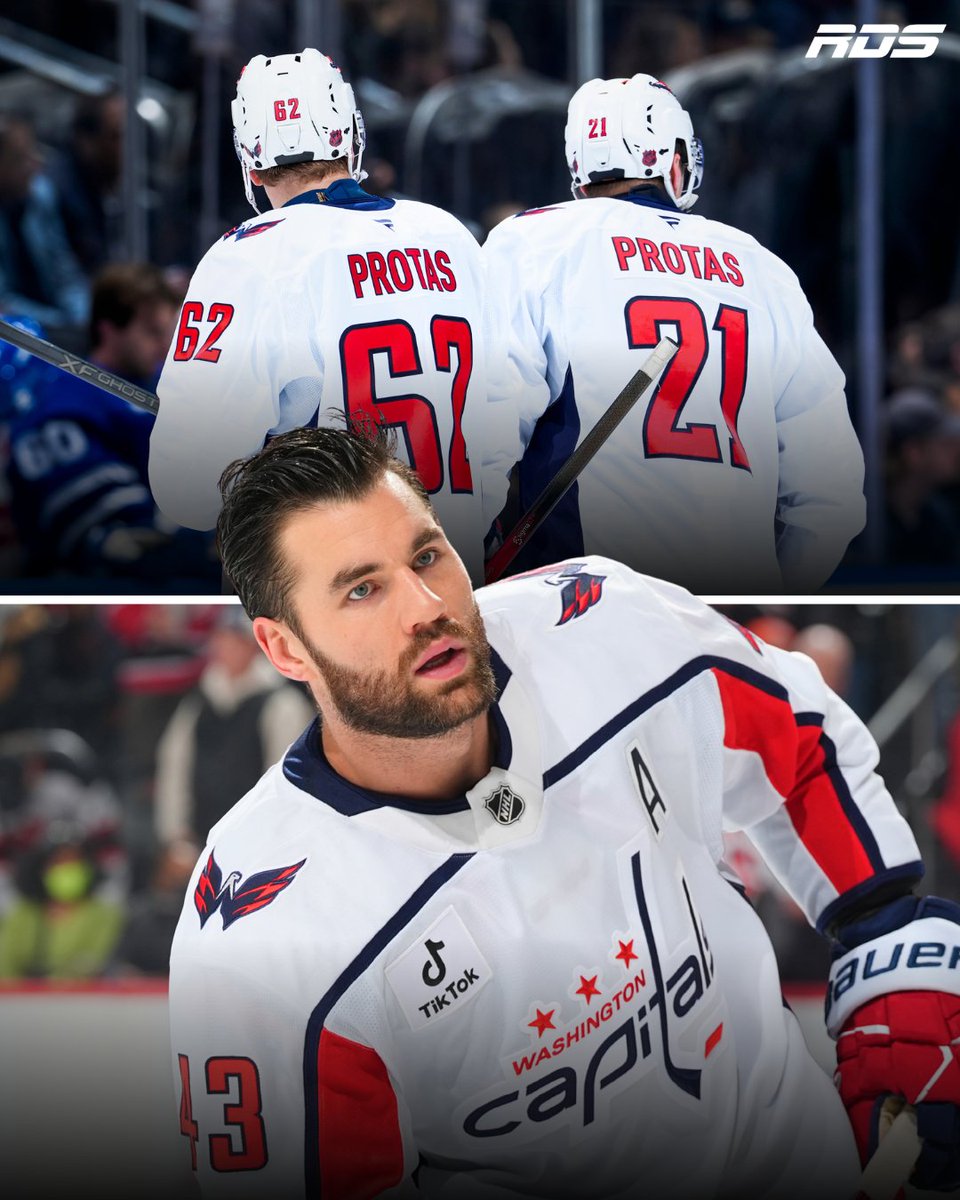 RDSca's tweet photo. Le 2e trio des Capitals mercredi soir à Toronto 😱:

Aliaksei Protas : 6’6’ / 250 livres
Ilya Protas : 6’6’ / 225 livres
Tom Wilson : 6’4’ / 225 livres https://t.co/ieaNrHTkEL