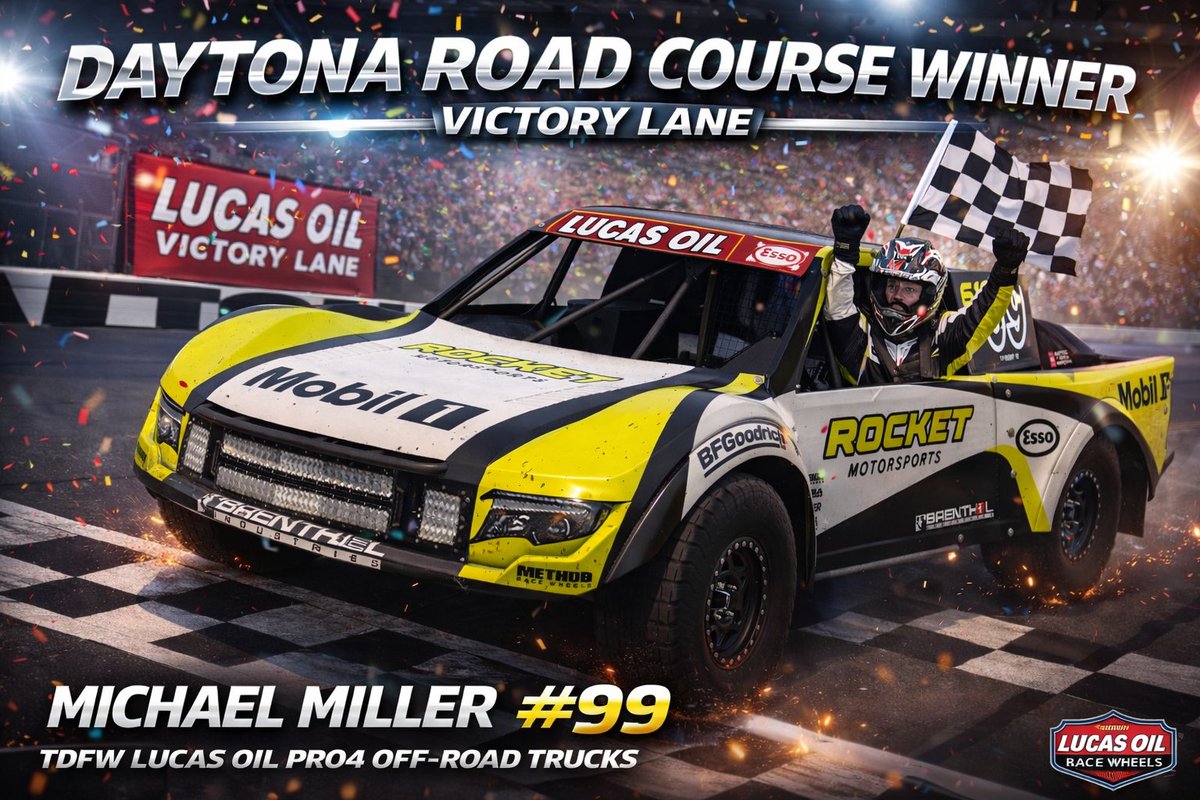 TTdfwr's tweet photo. Tonight's TDFW Lucas Oil Pro4 Off-Road Trucks on NASCAR road courses WINNER at Daytona Road Course https://t.co/SDfrQ1uODC