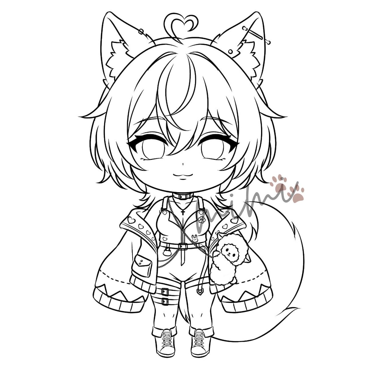 I'm currently working on a new chibi VTuber style for my virtual character ✨ Still working on the line art~ #WIPㅤㅤㅤ