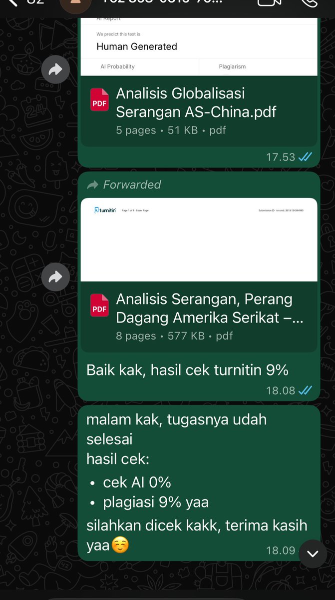 tugaspace's tweet photo. joki essay free:
✨ cek GPTZERO 
✨ cek turnitin 

NO AI, dan aman plagiasi☺️ https://t.co/zFkSccTnWt