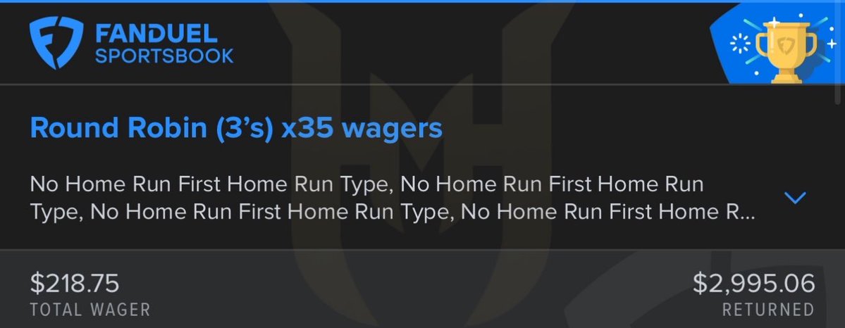 CASH THE 4 MAN ROUND ROBIN NO HOME RUNS PARLAYS 🤯✅

$740 ➡️ $8,600 🤯

$100 to someone who likes/RT &amp; follows to celebrate. 🫡

Would have been more but Fanduel limited me on the bet size. 😅