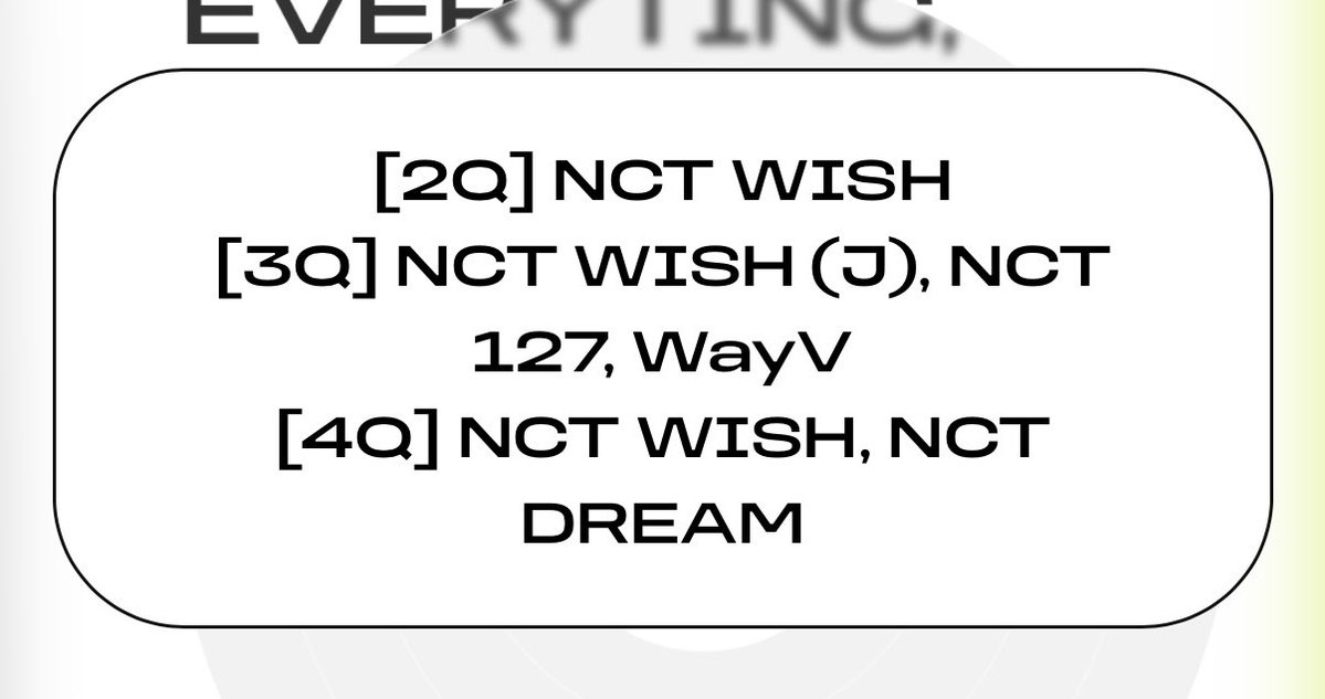 NCT DREAM
2026년 3분기 팬미팅
2026년 4분기 새 앨범