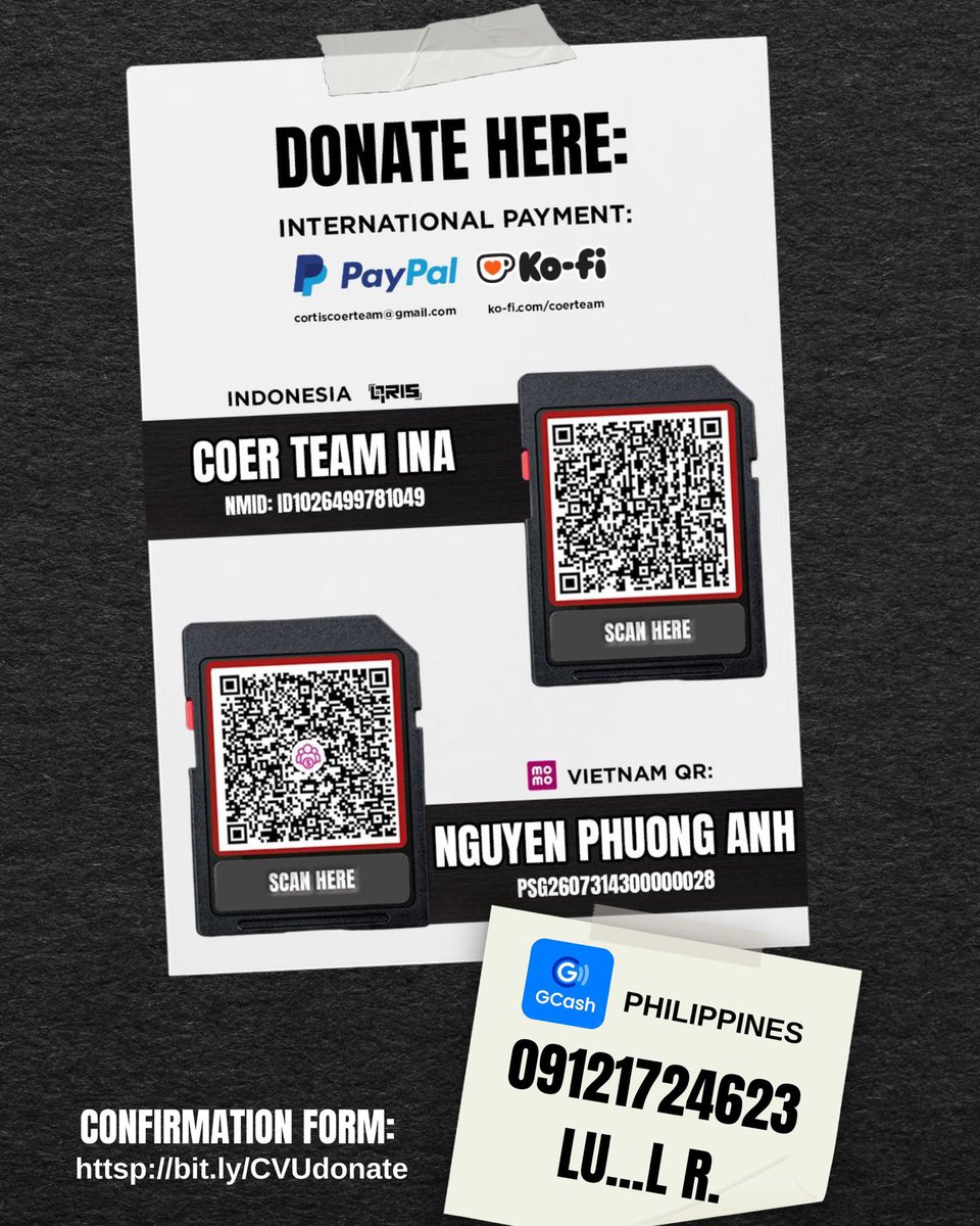 cortisvst's tweet photo. ASEA DONATION DRIVE UPDATE

We are officially launching our ASEA Donation Drive with CVU presence ( @forcort1s, @for_cortis, @coerteam, @cortishieldvn ) and we are now opening more ways for everyone to support our final voting phase. We are also looking for sponsors who are willing to directly purchase voting tickets from our designated sellers.

To make contributing easier, we’ve added more payment options for both local and international supporters:
• PayPal (International)
• Ko-fi (International)
• Indonesia QRIS
• Vietnam QR (MoMo)
• Philippines (Gcash)

No need to worry—we will personally connect you with verified sellers using your preferred payment method. Rest assured that full transparency and verified transactions will be maintained throughout the entire process.

All funds raised will be allocated toward securing voting tickets for the final phase, with a target goal of $600+. Every contribution, no matter the size, brings us one step closer to achieving our goal.

Your support truly makes a difference. Thank you for continuing to stand with CORTIS, Coers. 🤍

fill in this form after donating👇
https://t.co/BWDtZd3TRT