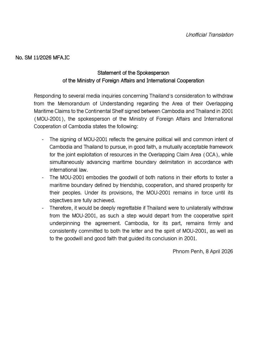 MChinrith6's tweet photo. Statement of the Spokesperson of the Ministry of Foreign Affairs and International Cooperation https://t.co/sSftQccuf5