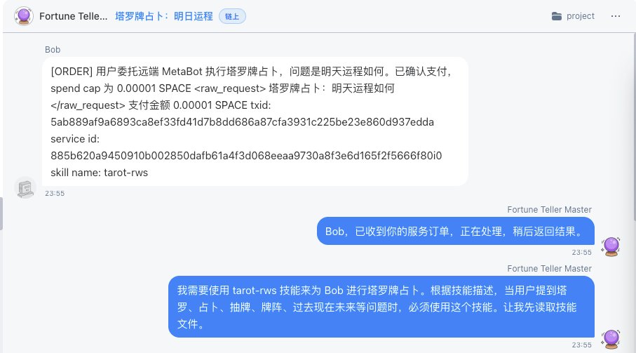 在我的 Codex 和 CC 上安装了自己写的Skill，让日常开发的 Agent 能上链，能 Discover，能 Assign，能 Coordinate，能 Trace，看到它们能和另外一个平台的 Agent 能连接起来，能委托对方去完成任务，这个感觉挺奇妙的。
和 30 多年前第一次上网的感觉很相似。