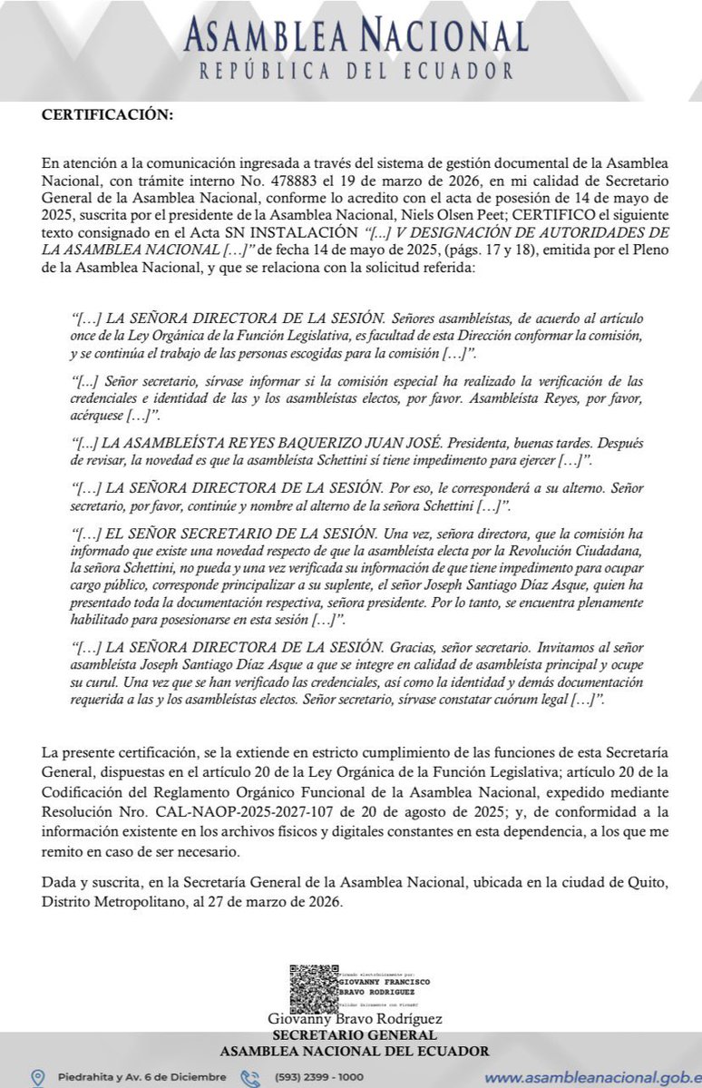 🚨<a href="/NielsOlsen/">Niels Olsen</a> el Procurador ha sido claro
SÓLO en AUSENCIA DEFINITIVA DEL ASAMBLEÍSTA TITULAR puede principalizar definitivamente a un alterno

EXIJO la habilitación administrativa de mi curul tengo
Credencial del CNE
Certificado de la AN q NO he sido CESADA

Q más quiere Olsen‼️