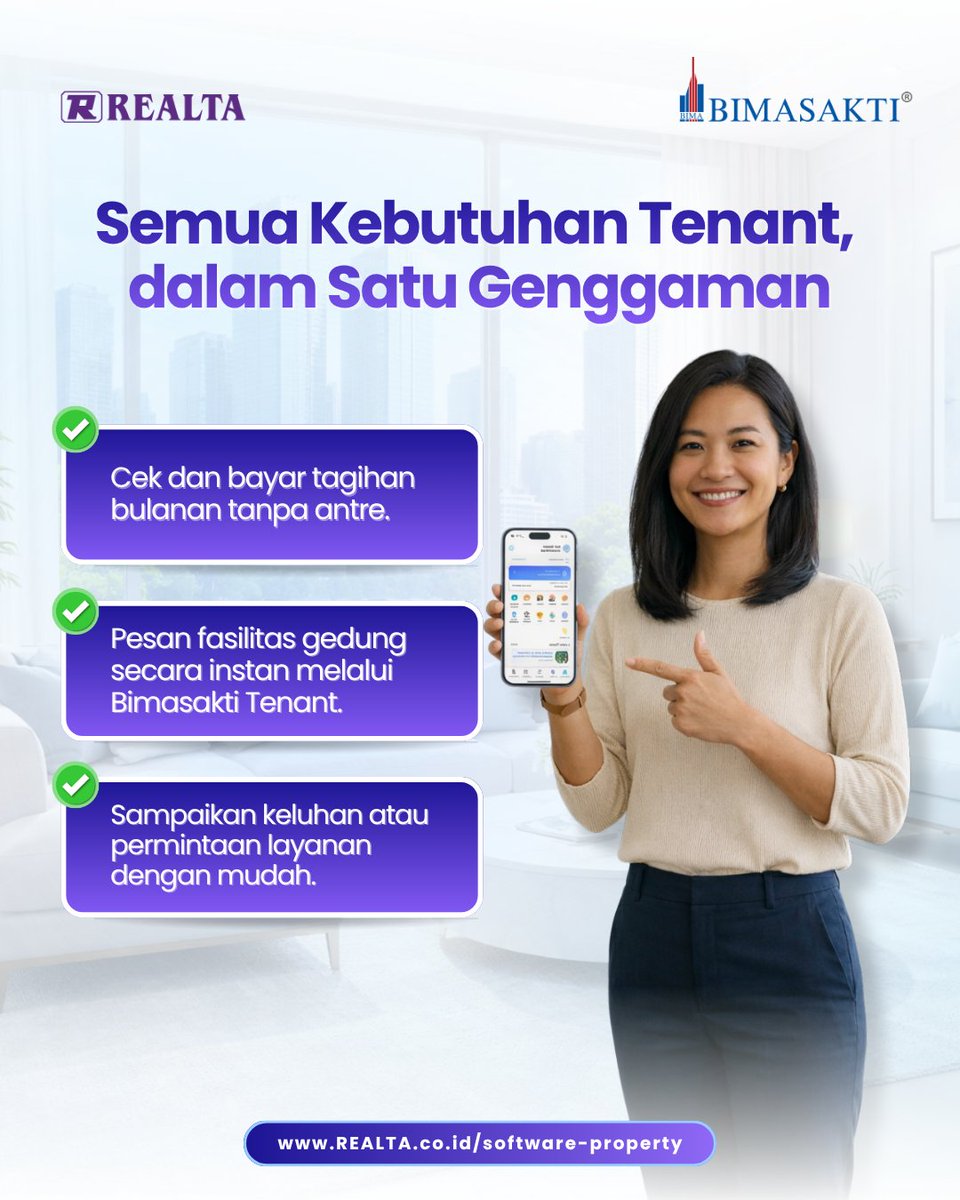 Realta_OneSol's tweet photo. Pengelolaan properti melibatkan banyak peran penting. Mulai dari Building Manager, Tenant Relation, Engineer, hingga Finance yang bekerja.

Bimasakti menghadirkan solusi yang dirancang sesuai dengan kebutuhan setiap posisi sehingga pengelolaan properti menjadi lebih efisien. https://t.co/ThV6e7UYpx