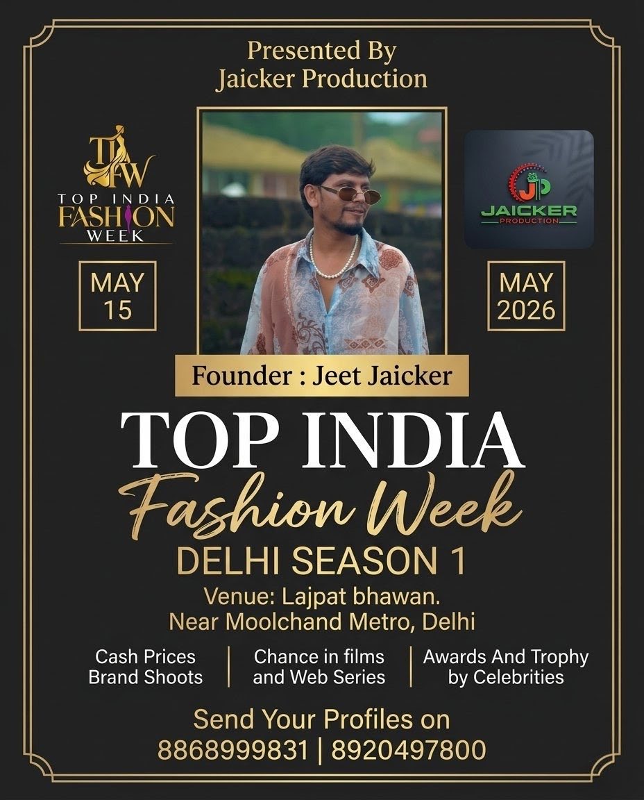 JeetJaicker's tweet photo. Top India Fashion Week : TIFW : Delhi Season 1 

Founder : Jeet Jaicker 

#fashion #model #modeling #photography #fashionweeek #topindiafashionweek 

#vtuber #Israël #KingRezaPahlavi‌ForIran #staseratuttoèpossibile https://t.co/U6oGc3x9OH