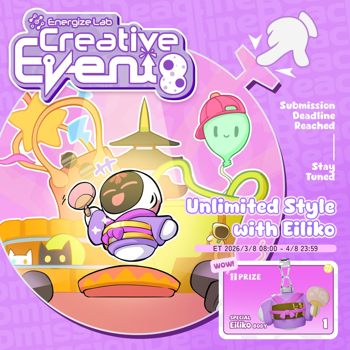 EnergizeLab's tweet photo. 🎬 The #StyleWithEiliko show has come to a beautiful end.
Travel fits, handmade magic, cute bag pairing, and so much love —Thank you for giving "unlimited style" a thousand interpretations.💖
Who will take home the special-colored “Eiliko Chan”?
Find out on April 10th! 🥂 https://t.co/iA3d9xjbPY