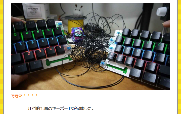 dailyportalz's tweet photo. 右手用と左手用で別々になった、分割キーボードというものが良いらしい。そんな噂を聞いたので自作しました。
分割ときいて普通のキーボードをノコギリで真っ二つにするところから始めますが、当然動かず。そこから始まる蘇生術が本編です。
https://t.co/dMLmFqiHgh https://t.co/eO4tF9QgLv