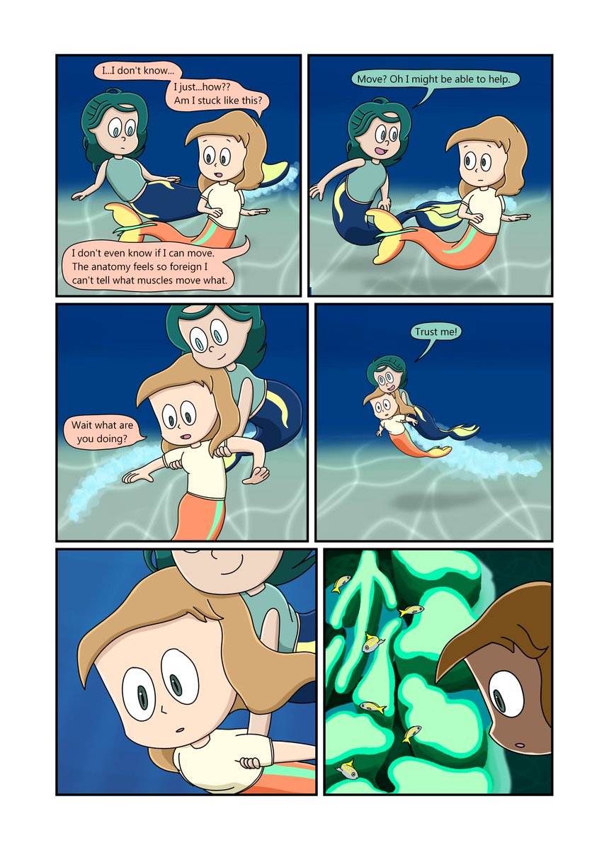 EliseKoelbl's tweet image. How does a mermaid learn how to swim?

Let's play a game. Throughout the series I will be drawing creatures and habitats from the area where I picture these two to be. Can you identify the fish in the final panel of this page?

#comic #mermaid #ocean