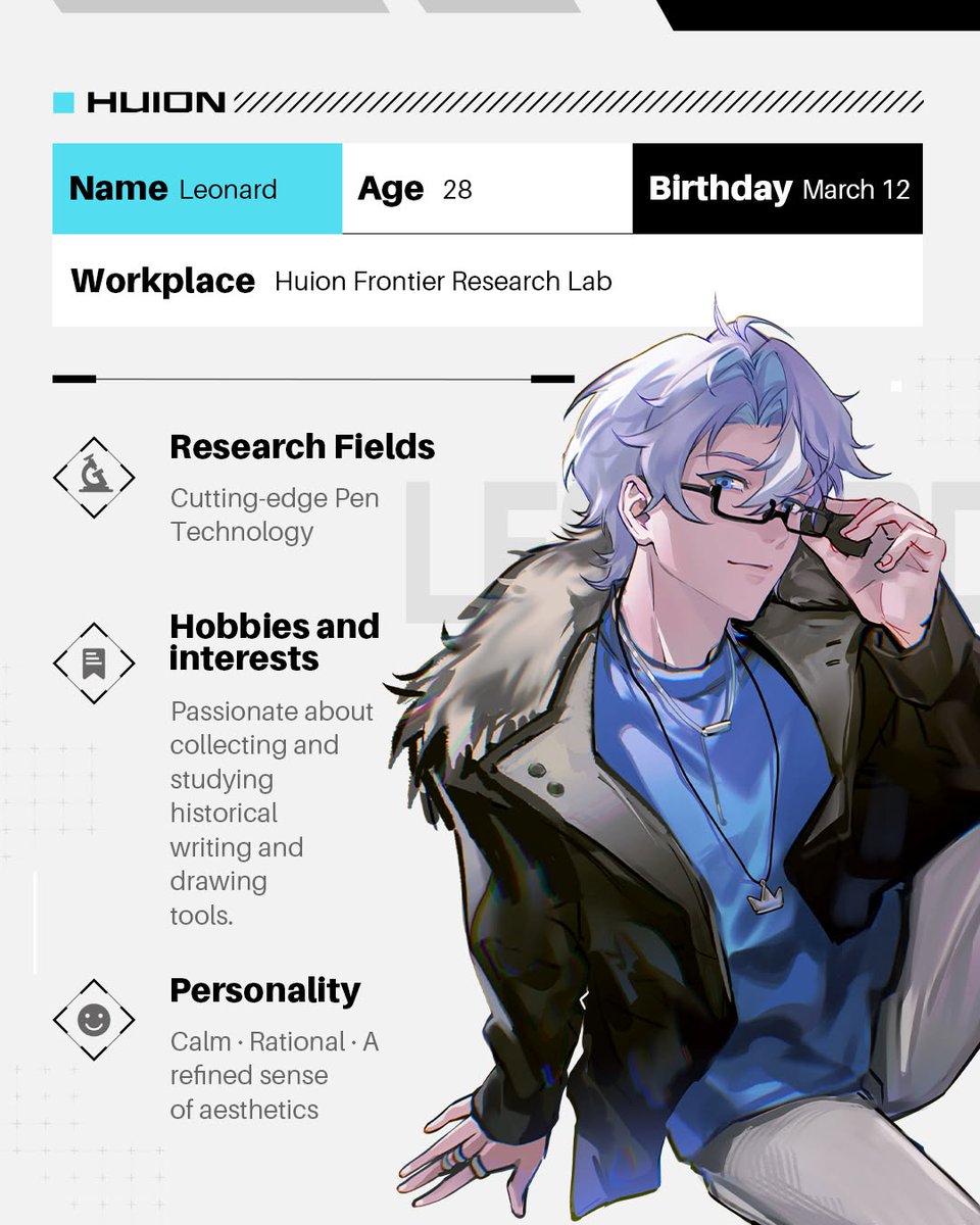 Huionbusiness's tweet image. Meet Leonard — HUION’s new original character 👋
A researcher at Huion Frontier Lab, exploring the future of digital pen tech.

#huion  #HuionLeonard