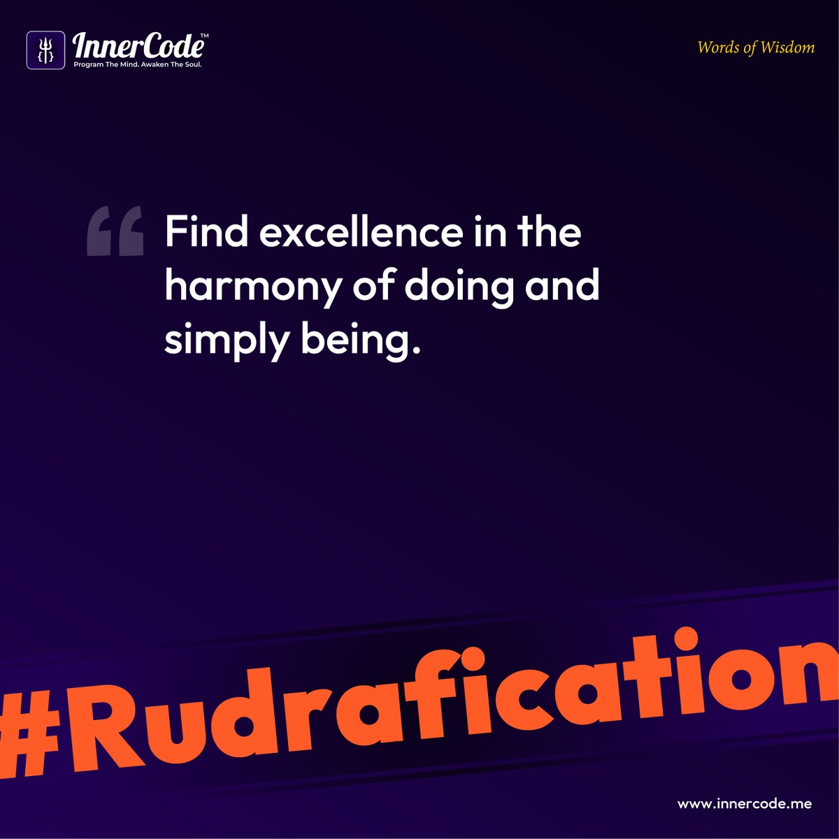 ShivRudransham's tweet photo. Efficiency is doing. Effectiveness is being. Excellence is harmony in both. #Rudrafication #InnerCode #reCreateLifewithRudra #Rudransham https://t.co/l8qMSsYRSG