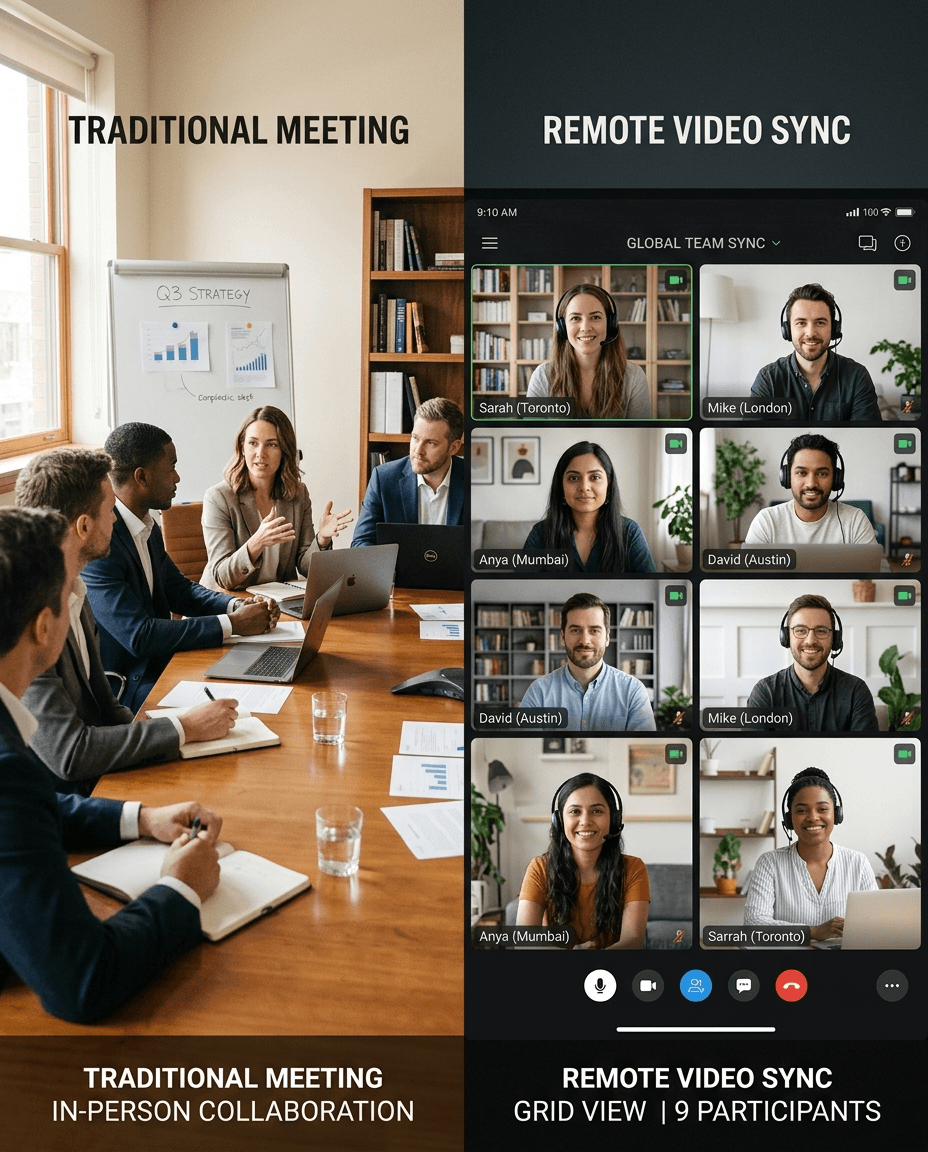 template_dotnet's tweet image. Meetings used to mean conference rooms 🎥

Now they mean cameras, chat windows, and screen sharing.

Same conversations.

Different energy.

Do you prefer video meetings or in‑person ones now?

#RemoteWorkLife #HybridWork #WorkplaceCulture #ModernTeams #OfficeShift