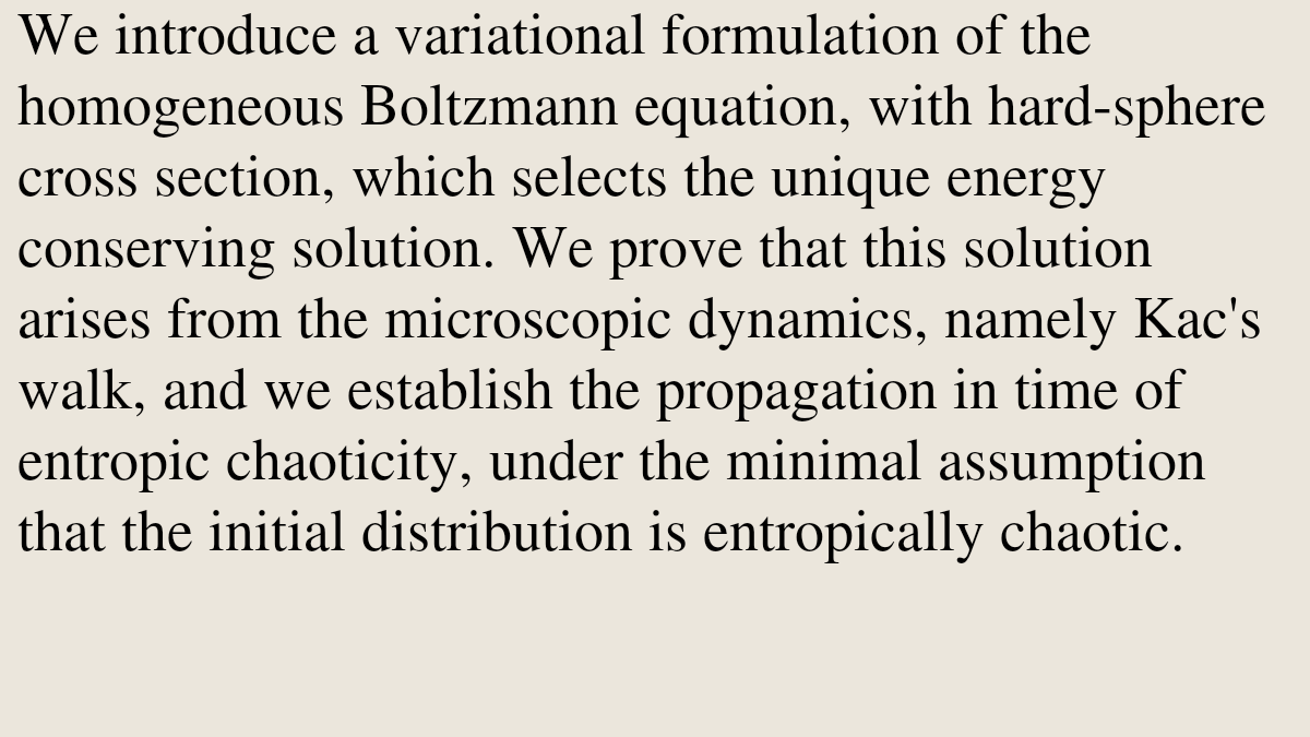 Variational derivation of the homogeneous Boltzmann equation Giada ...