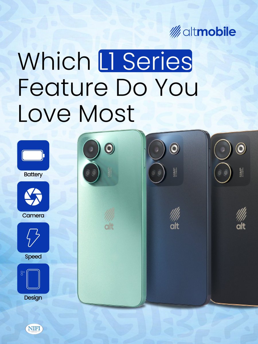 altmobileng's tweet photo. What’s your favorite L1 series feature? 

Let’s hear from you in the comments😊😉

#AltMobile #Smartphones #Phones https://t.co/8fpt7tSAI9