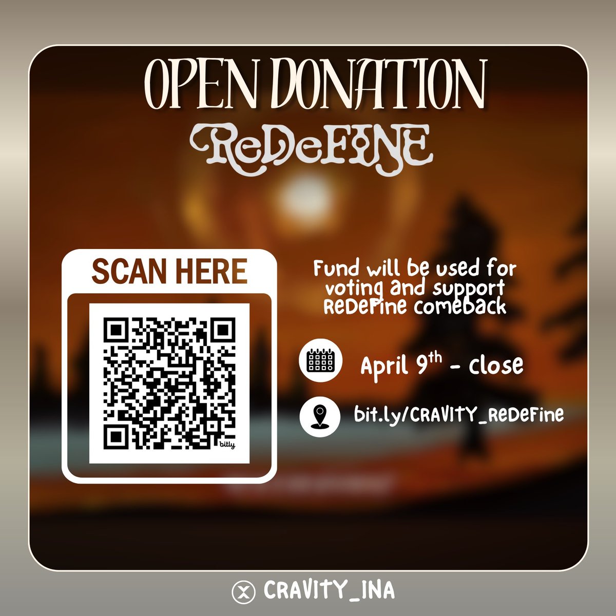 🐍 DONATION EVENT 🐍

Luvity! Berhubung comeback sisa beberapa minggu dan rival kali ini ngga mudah, kami membuka donasi untuk meningkatkan digital &amp; voting kita nanti 🤩🖤

1⃣Isi Link : bit.ly/CRAVITY_ReDeFi…
2️⃣Qrt bukti donasi kalian dengan #ReDeFINE_Donate

#CRAVITY #크래비티