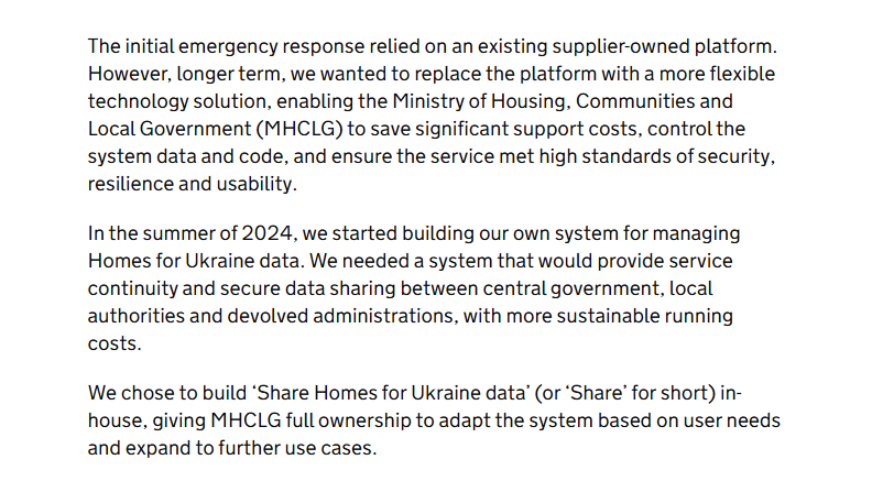 owenboswarva's tweet image. From emergency to sustainability: creating Share Homes for Ukraine data mhclgdigital.blog.gov.uk/2026/04/09/fro… from MHCLG Digital

Not identified in MHCLG's posts (for some reason) but I gather the replaced system was Palantir's Foundry platform

#HomesforUkraine #datasharing #govtech #govcomms