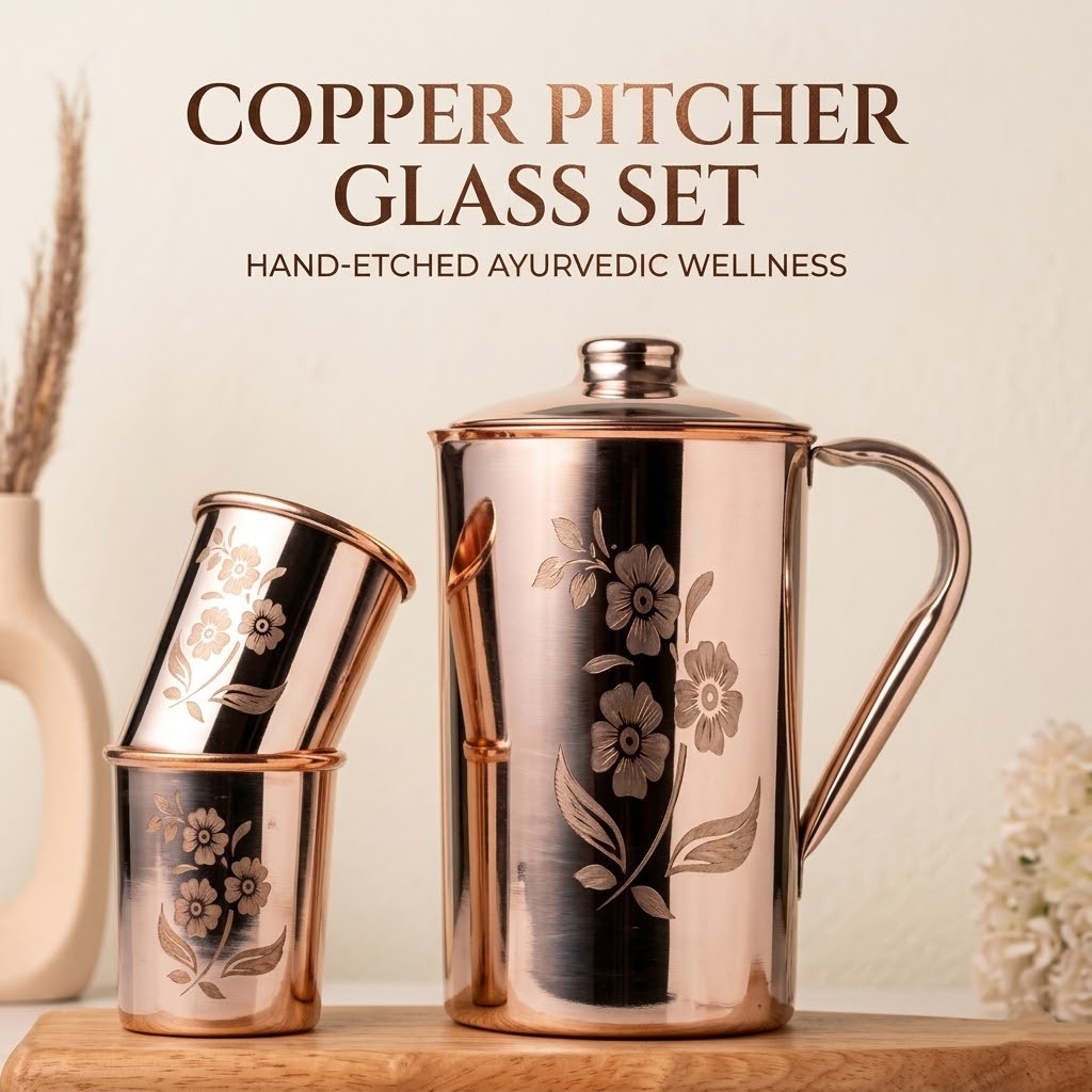 dubeyoverseas's tweet image. Our Copper Pitcher Glass Set keeps your water fresh while adding elegance to every table. Perfect for daily use or gifting – experience natural wellness with every sip! 🌿✨

#CopperPitcher #CopperGlassSet #HealthyHydration #EcoFriendlyLifestyle #CopperBenefits #DrinkHealthy