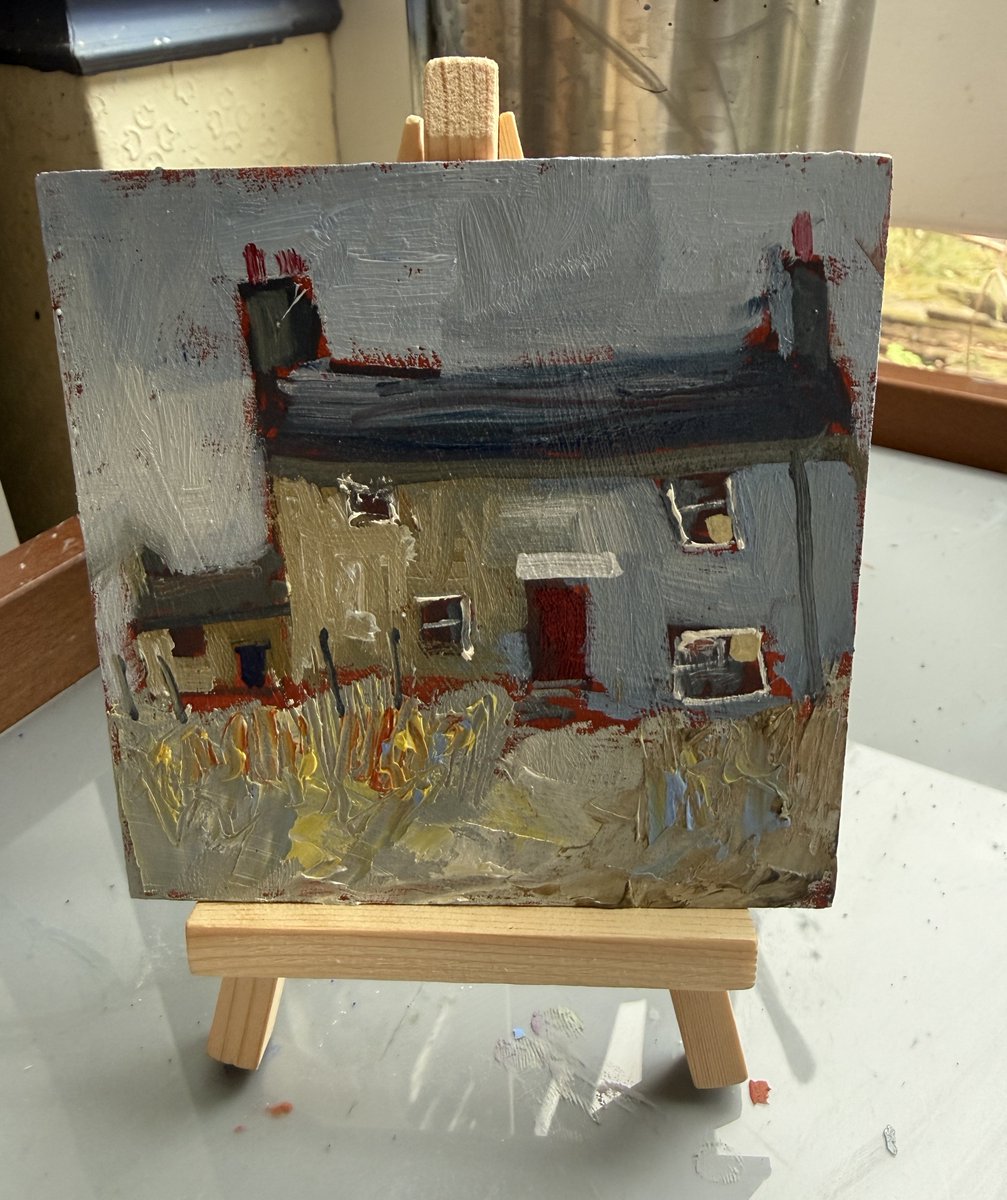 staithesartist's tweet image. Latest from #mycollection #series Spring Cottage. 4x4” on a wooden easel. See the full collection at my #openstudio as part of #openupsheffield.