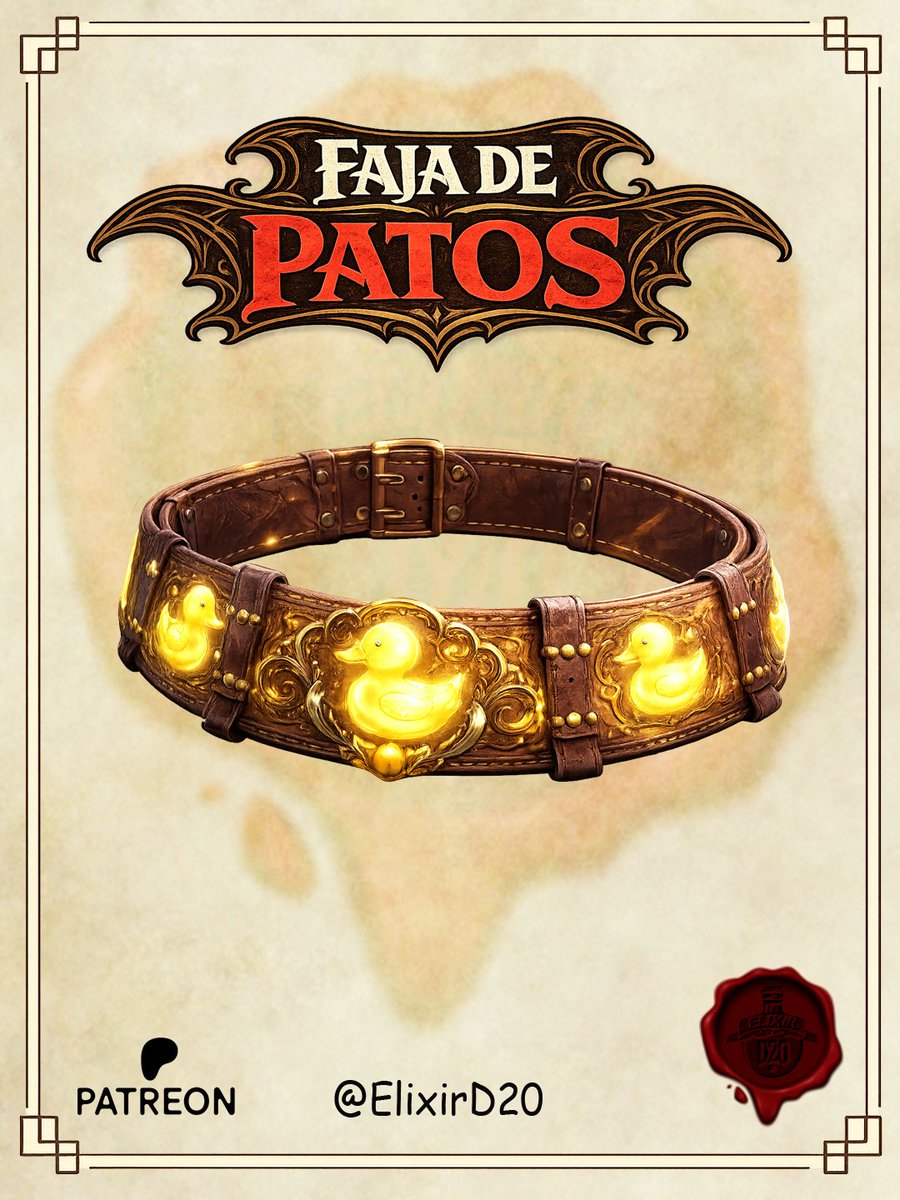 ElixirD20's tweet photo. Hoy traemos un objeto muy especial, pues hace referencia a uno de los miembros de Elixir.

Si queréis saber cómo funciona este objeto: https://t.co/7fEZMmAWgT

#rol #dndart #dnd #item #magic
#patreon #objeto #magico #dnde5 #faja #bandage #cinta #pato #patos https://t.co/K3umgQPCTV