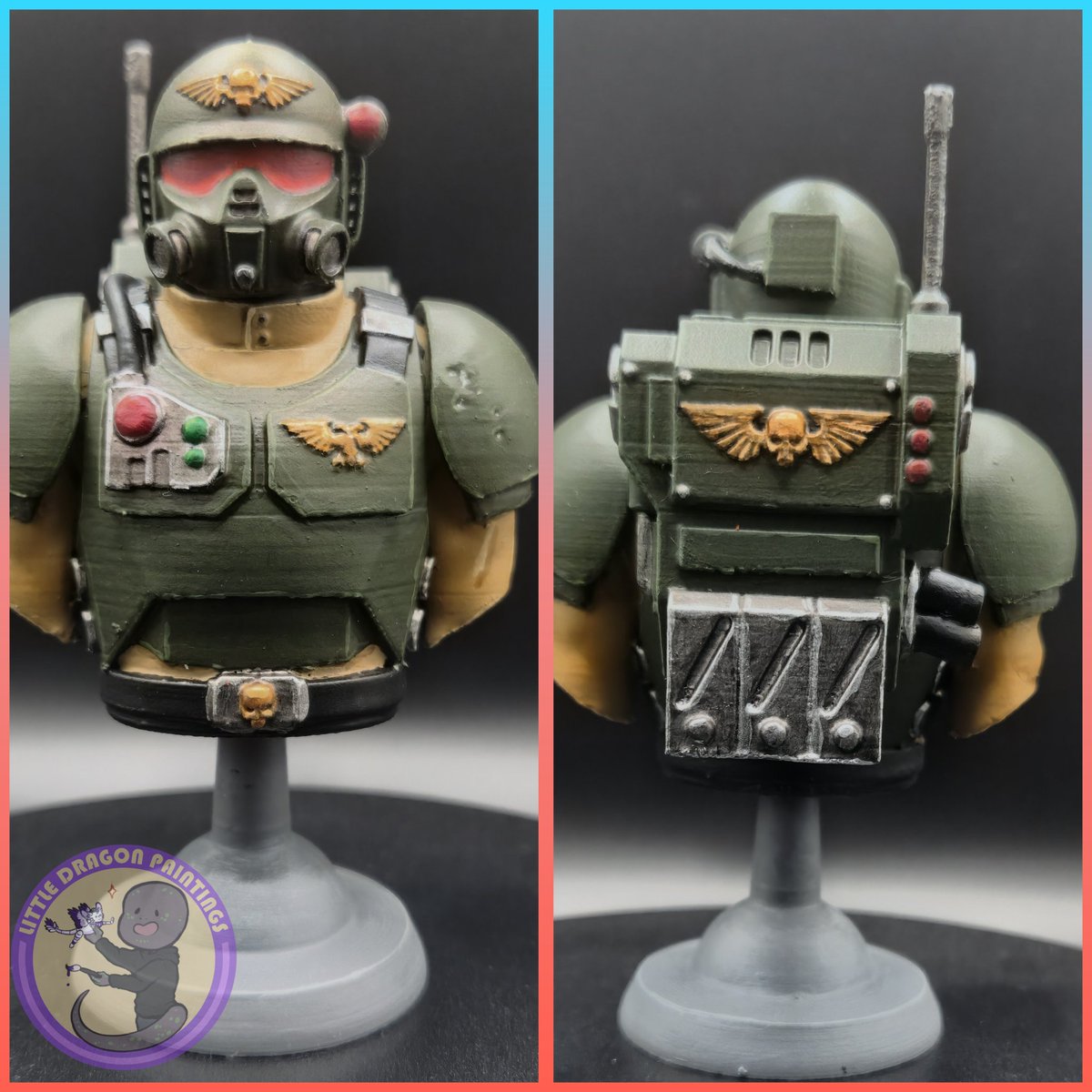 PaintingsDragon's tweet photo. Hey everyone, just wanted to show of my latest finished project. A small bust of a cadian shock trooper. A little different from my normal project but still enjoyed doing it. ^^

#painting #warhammer40k #cadia #cadiastands #painting #status https://t.co/mxAqZELn2s