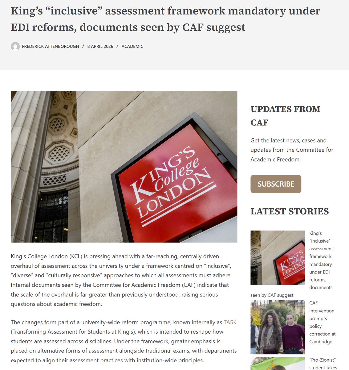 Committee for Academic Freedom tweet media