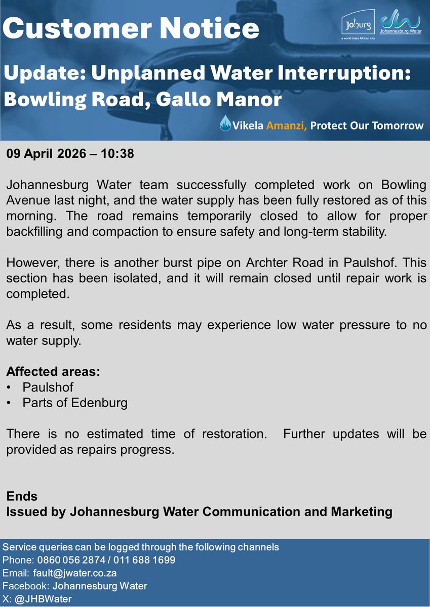 Johannesburg Water tweet media
